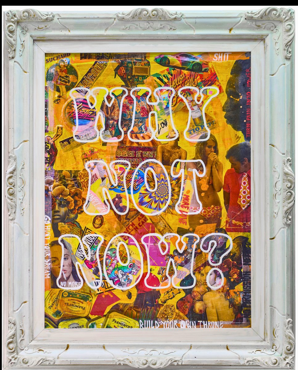 Portrait Collage By Xavi Castel, 33 X 41", Why Not Now? 1800, Original Artwork