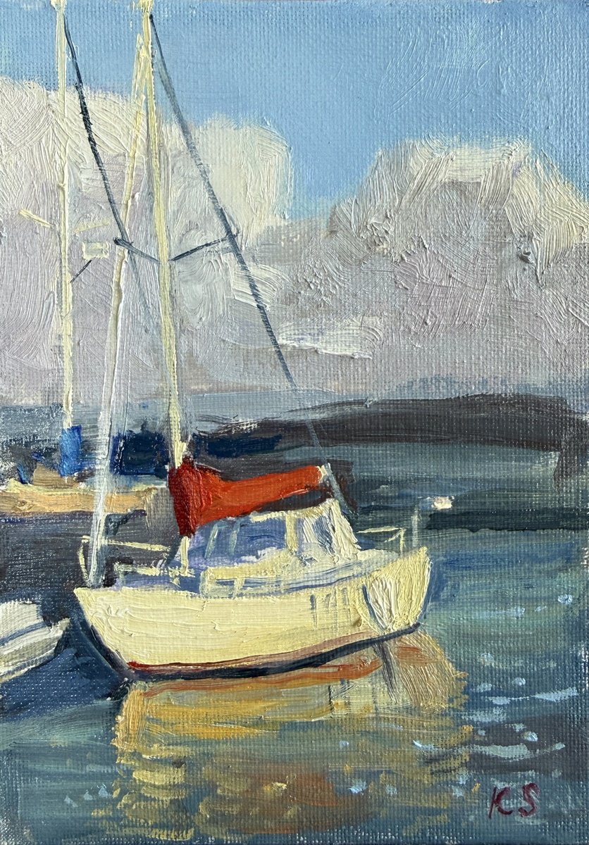 Red Sail By Kate Sosonna, 5 X 7, Artwork For Sale On Artfinder