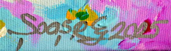 Forget me not flower field at sunrise