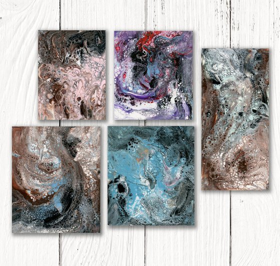 A Creative Soul Collection 3 - 5 Small Abstract Paintings by Kathy Morton Stanion