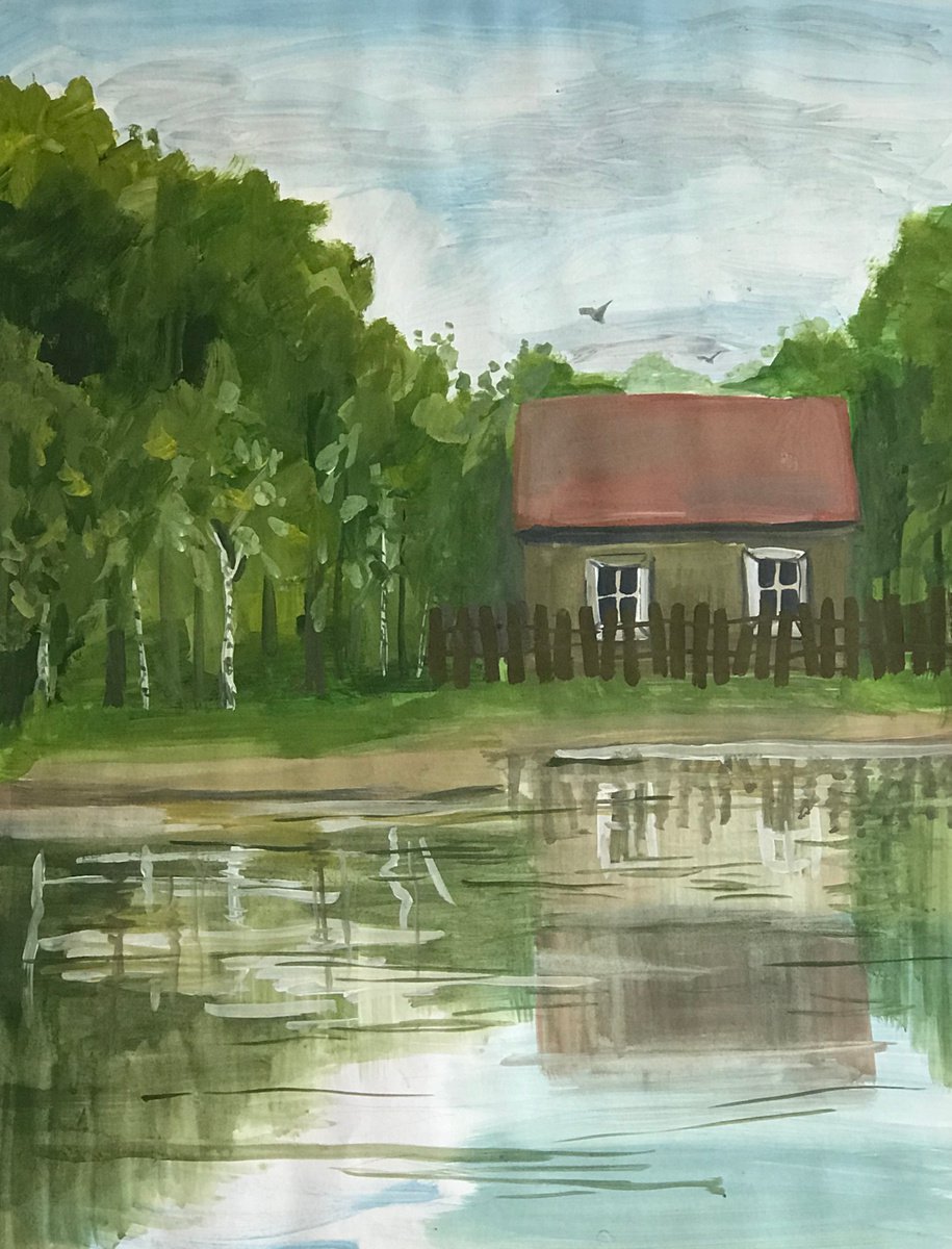 Impressionistic Landscape Painting By Anastasia Terskih, 23 X 33, On The Other Side, Original Artwork