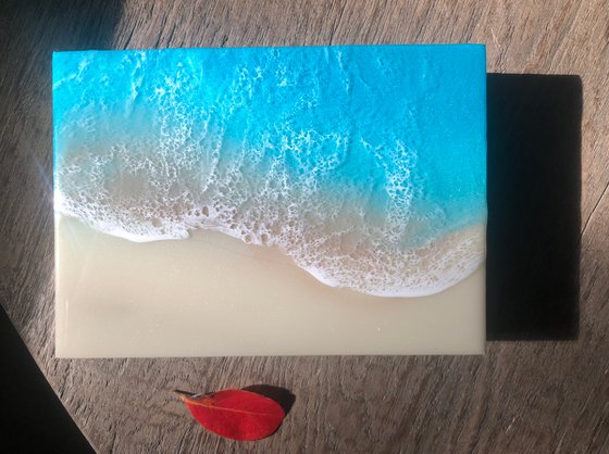 White Sand Beach #25 Miniature Ocean Painting Gift idea