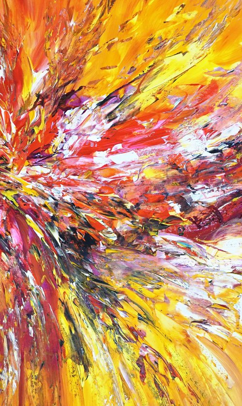 Yellow Red Abstraction S 1 by Peter Nottrott