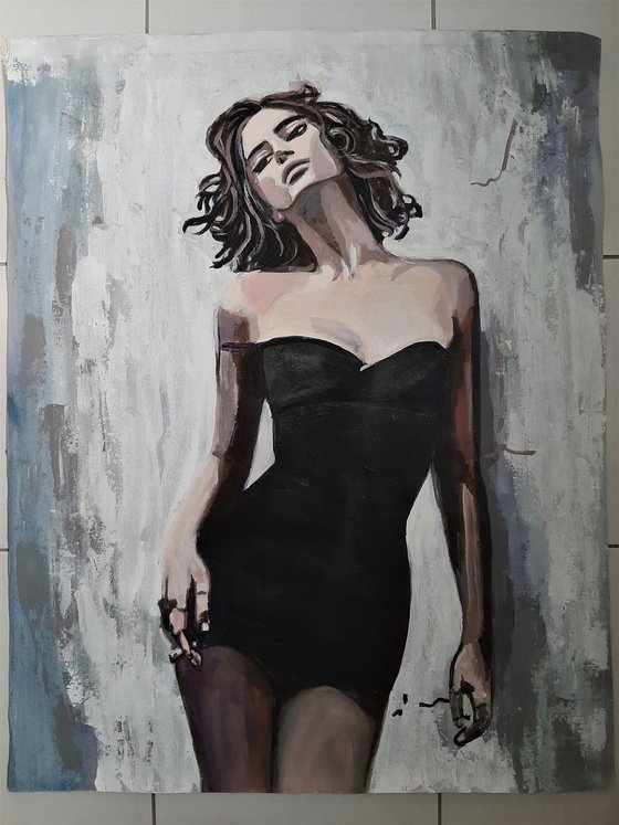 Lady in black dress  / 83 x 64 x 3 cm