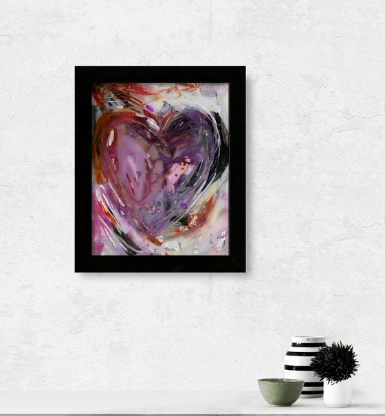 Songs Of The Heart 5 - Framed Mixed Media Abstract Heart painting by Kathy Morton Stanion