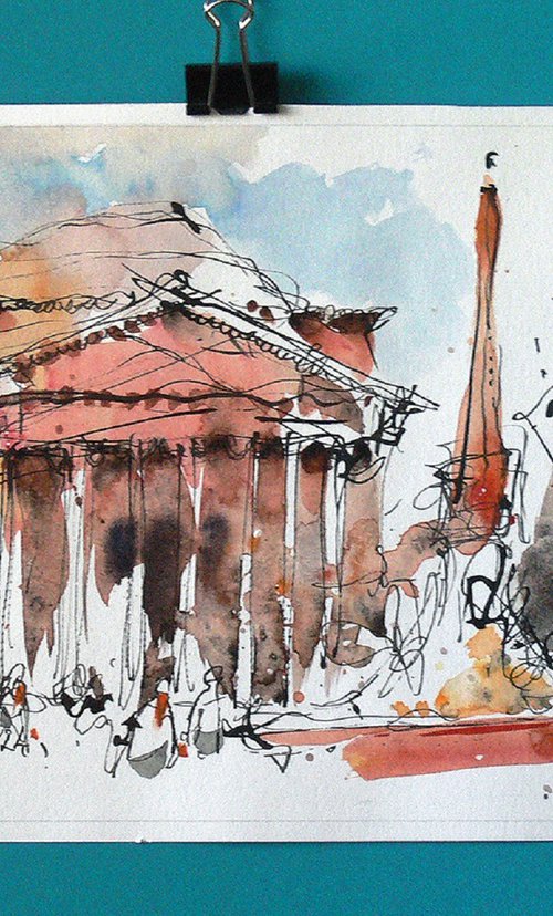 Rome, watercolor on paper. by Marin Victor