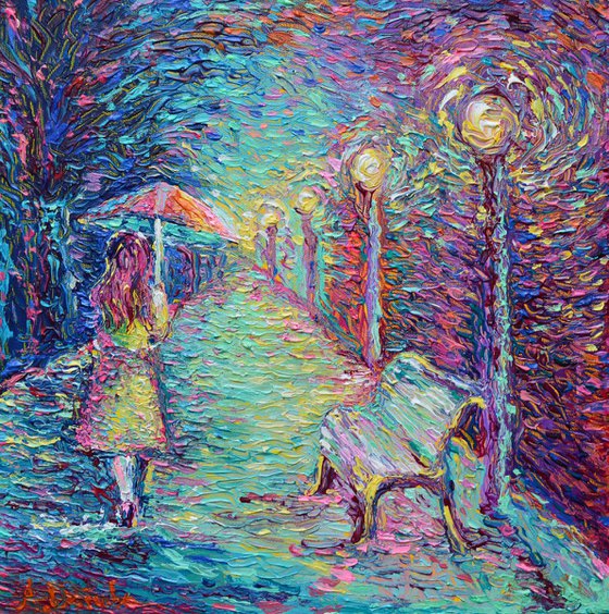 Girl with Pink Umbrella