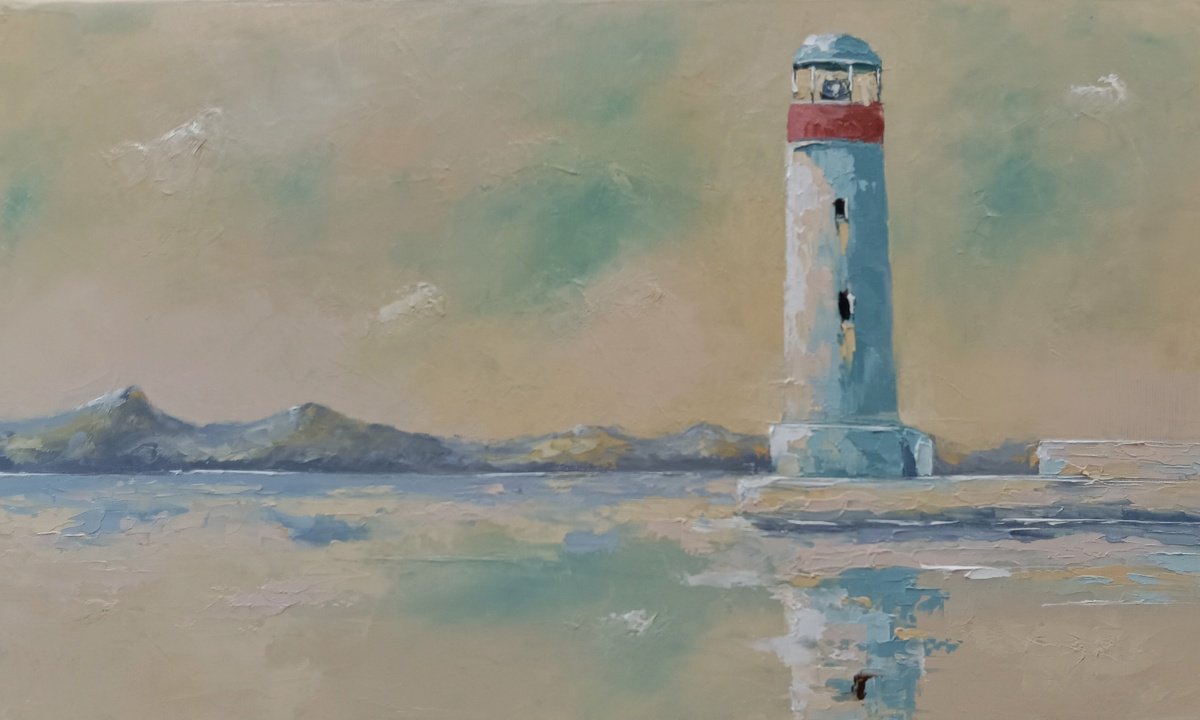 Lighthouse oil painting. Oil on canvas art by Marinko �aric