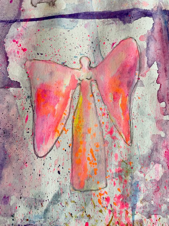 And an Angel came  I  Watercolor