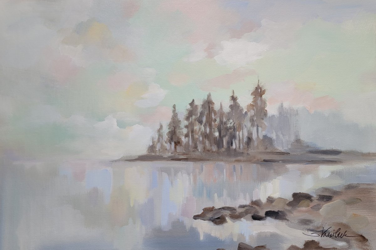  Lakeside Fog By Silvia Vassileva, 36 X 24, Artwork For Sale On Artfinder