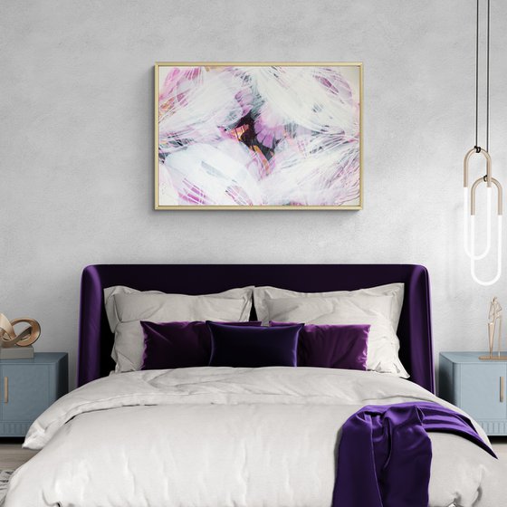 Pink floral abstract painting