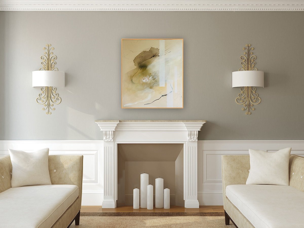 Organic Abstract Painting By Ryoko Minamitani, 32 X 36", Wind Messenger 1, Original Artwork