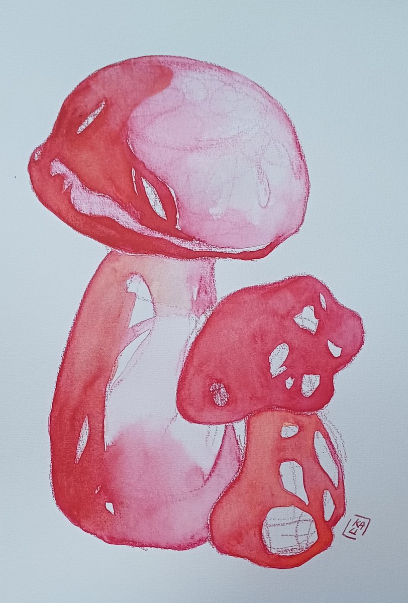 Impressionistic Botanical Charcoal Drawing By Karin Lichtenegger, 8 X 11", Porcino-Family, Original Artwork