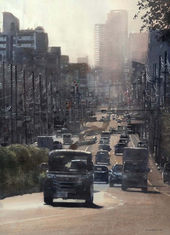 City Traffic in Backlight - Urban Landscape