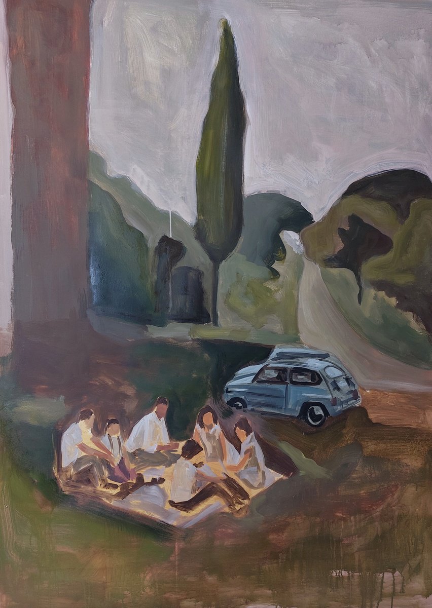 Picnic By The Cypress By Svitlana Brazhnikova, 38 X 55, Artwork For Sale On Artfinder
