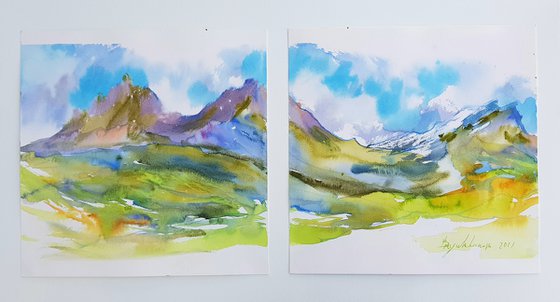 Diptych Mountains of Montenegro.