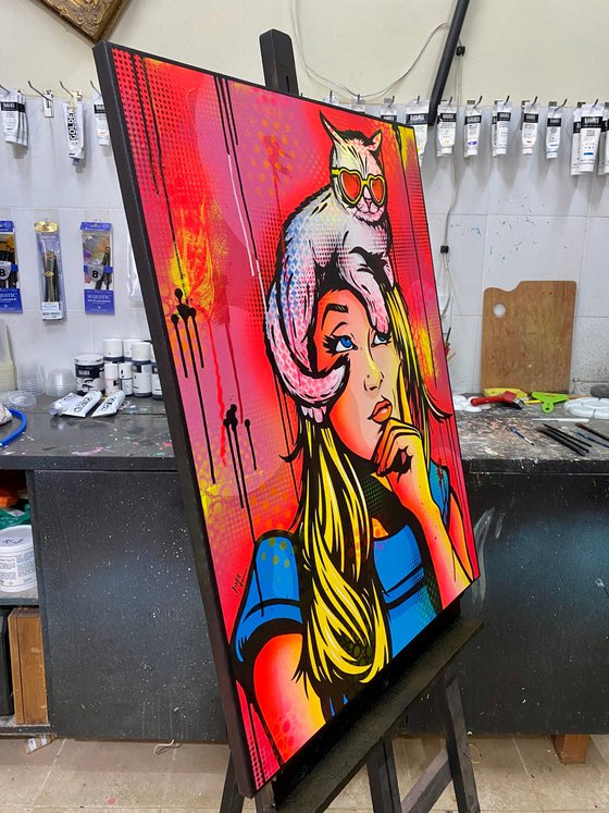 Cat On A Hot Blonde Head