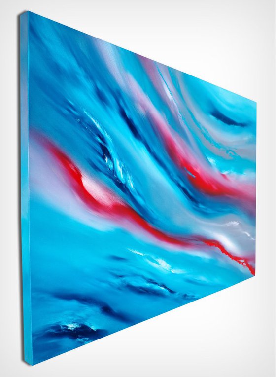 Blue sky III, the series, 100x70 cm, Deep edge, LARGE XL, Original abstract painting, oil on canvas