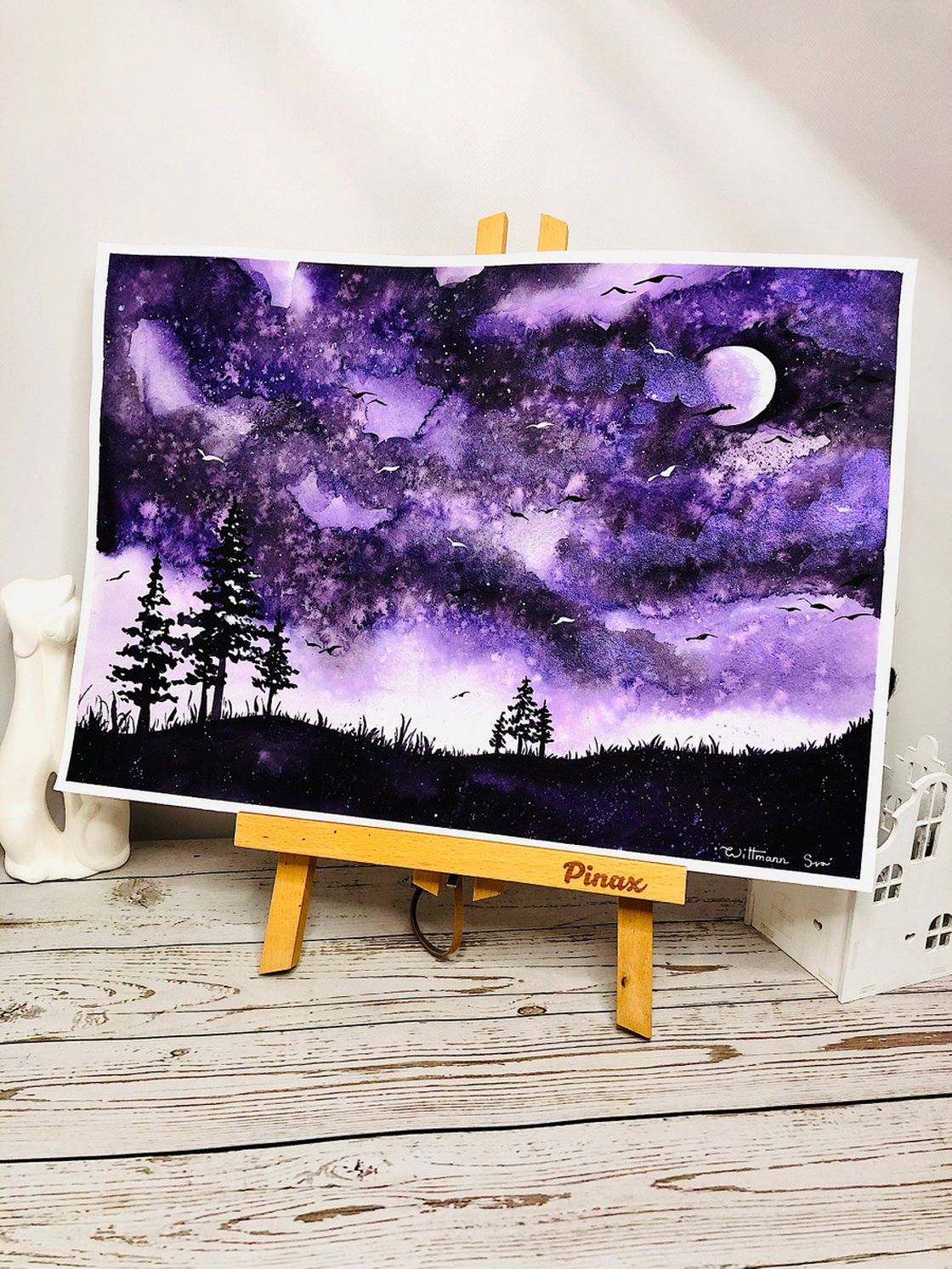 painted purple night sky