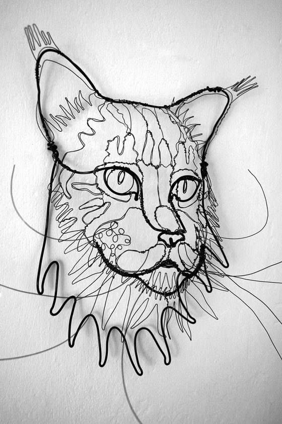 Cat Portrait Wire Sculpture