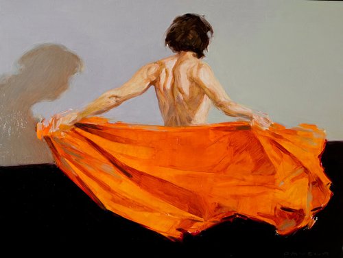 woman with orange on black and grey by Olivier Payeur