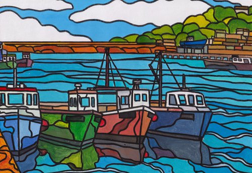 "Fishing boats by the pier, Newlyn harbour" by Tim Treagust