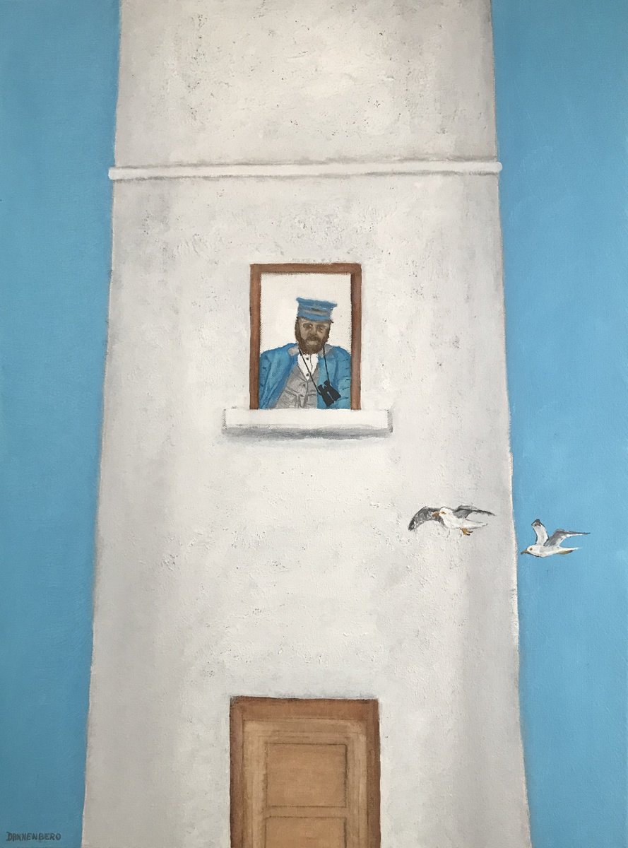 Impressionistic Landscape Oil Painting By Leslie Dannenberg, 18 X 24", Lighthouse Keeper, Original Artwork