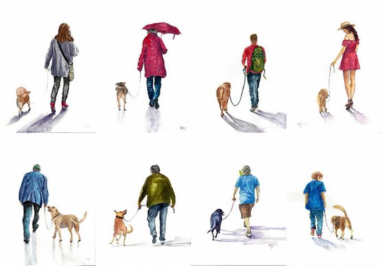 Daily walk series set of 8 original paintings
