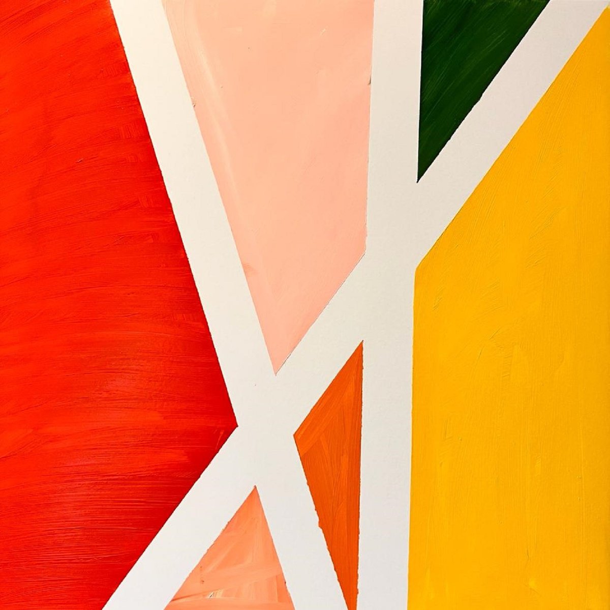 Geometric Abstract Acrylic Painting By Shabs Beigh, 12 X 12", Autumn Kites 2, Original Artwork