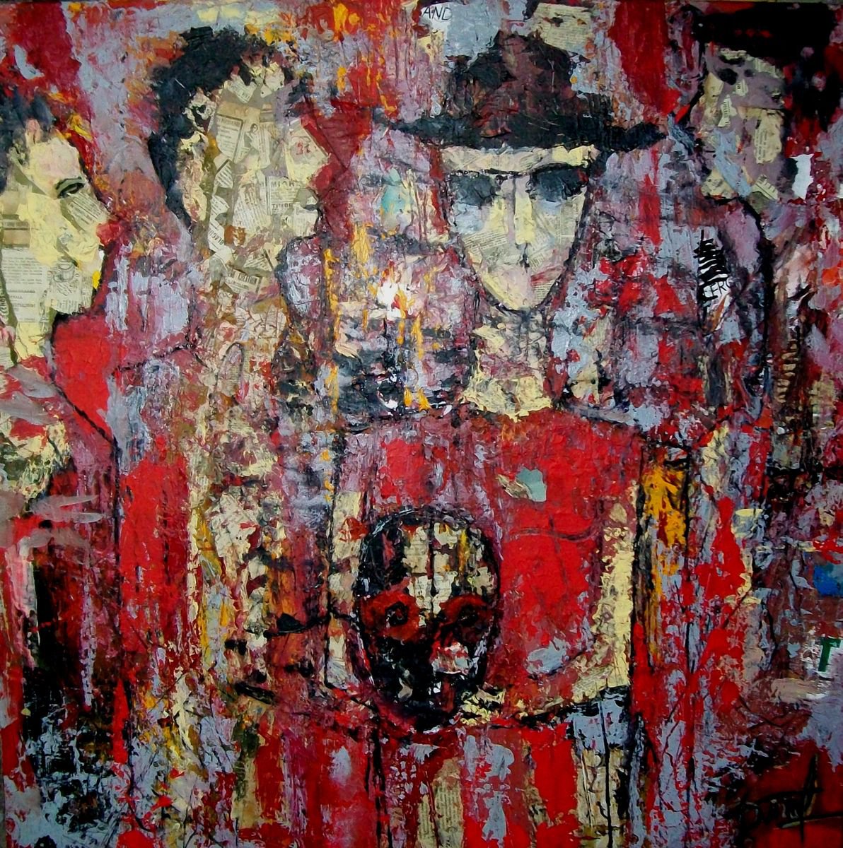 Expressive Painting , The African Mask By Jacques Donneaud, 35 X 35, Artwork For Sale On Artfinder