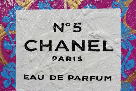 Pink Silk and Chanel 120cm x 120cm Huge Texture Urban Pop Art