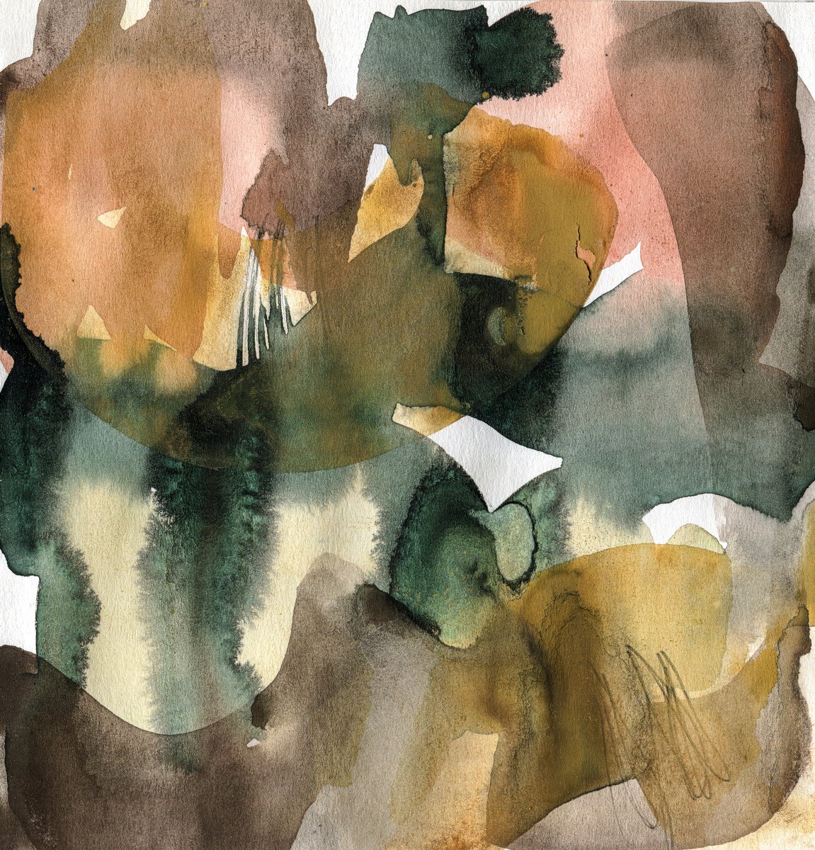 Expressive Abstract Ink Drawing By Elizabeth Anne Fox, 8 X 8, Marshland Abstract 1, Original Artwork