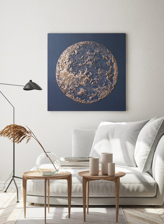 "Moon" Gold moon abstract art