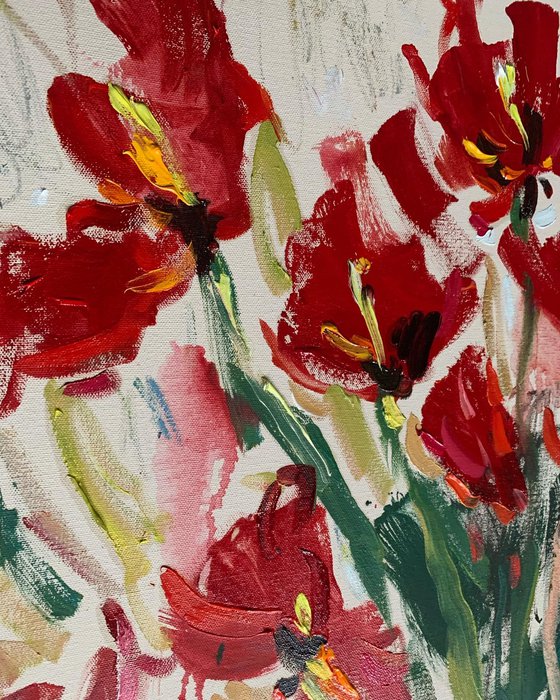 Red tulips.