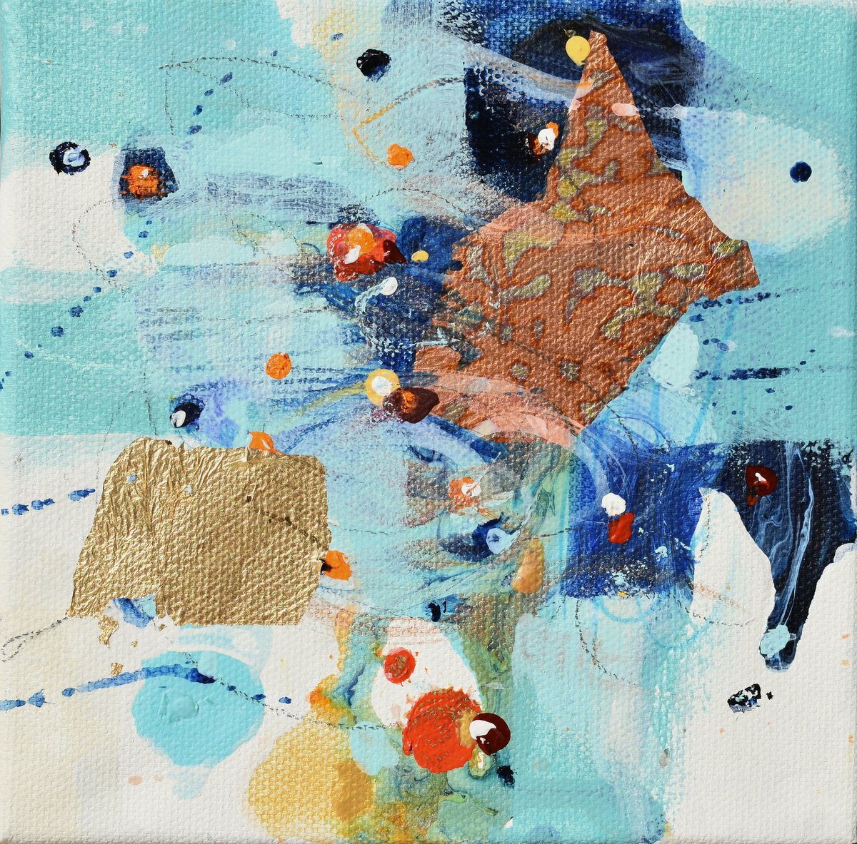 Abstract Acrylic Painting By Cynthia Ligeros, 6 X 6, Clouds And Sunlight, Original Artwork