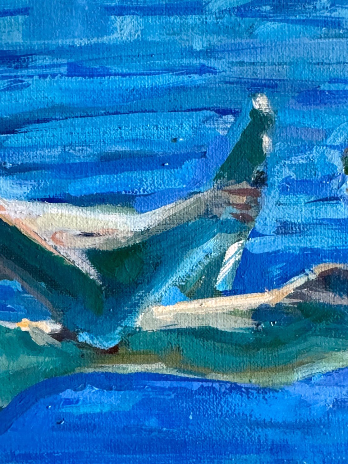 Original Oil Painting - Two Friends Underwater by Marco Ortolan