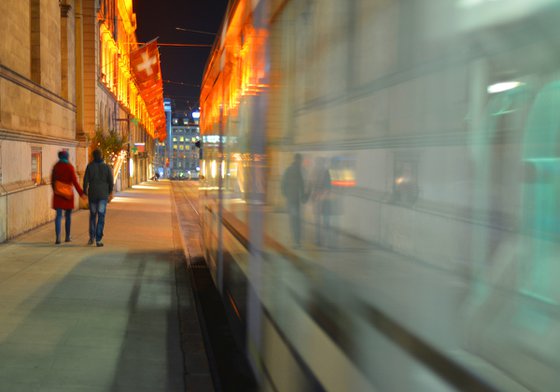 " Night tram. Geneva " Limited Edition 1 / 15