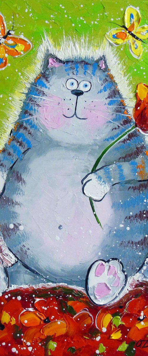 Cat in a flower paradise by Olha Darchuk