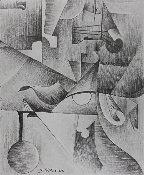 The instruments, abstract art, drawing by Bledi Kita