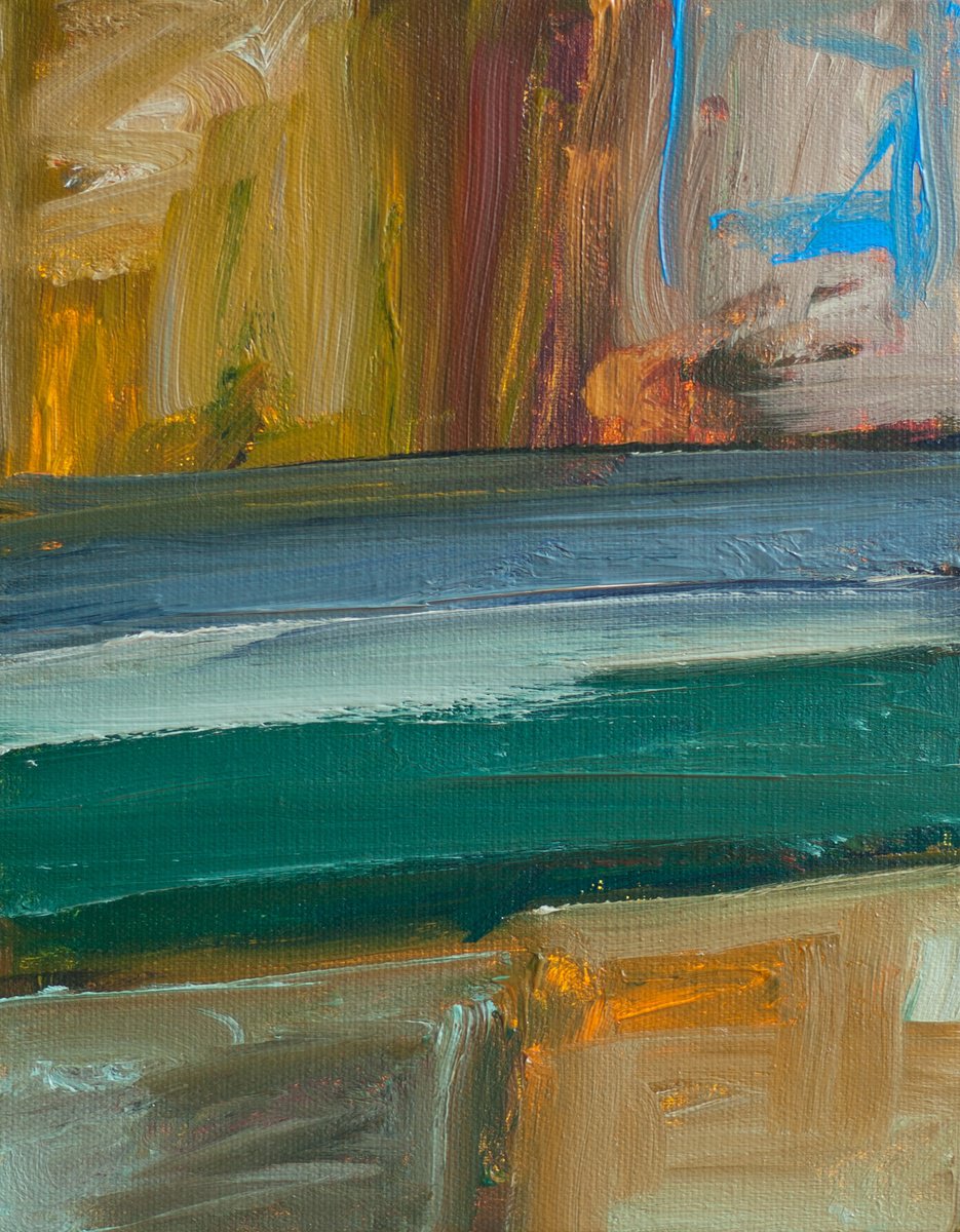 Abstract Landscape Oil Painting By Thomas Hjelm, 10 X 13", Shoreline, Original Artwork