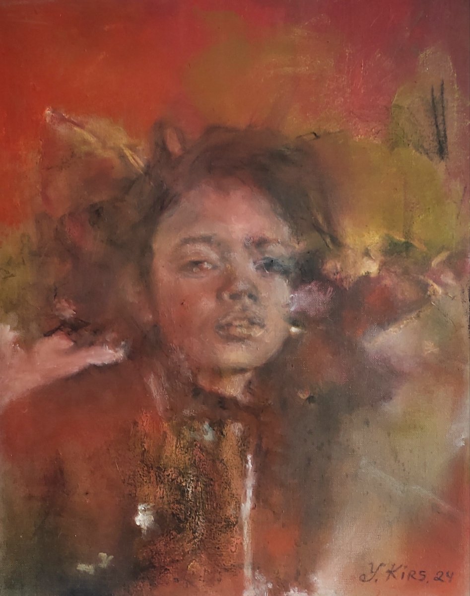 Abstract Portrait Oil Painting By Yuliia Kyrsanova, 16 X 20", American Dream, Original Artwork