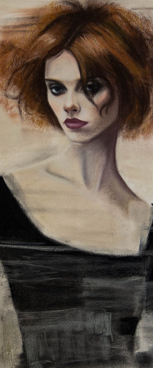 Redhead in black by Inna Medvedeva