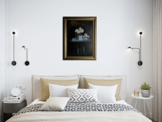 Whites roses still life