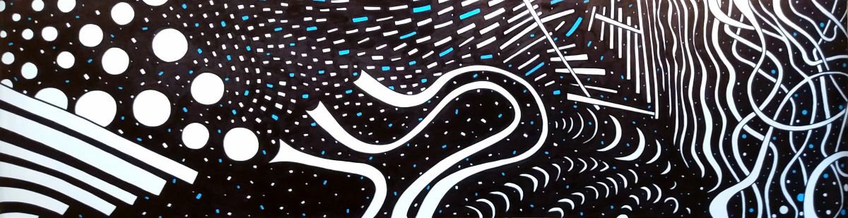 Abstract Ink Drawing By Riccardo Ticco Capparella, 74 X 20", Superunknown#4 (183X44), Original Artwork