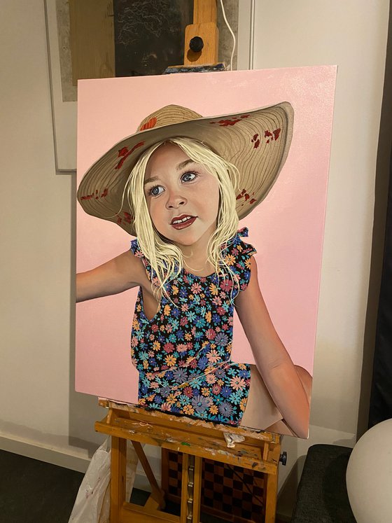 Commission portrait of a beautiful dreamy blond Girl