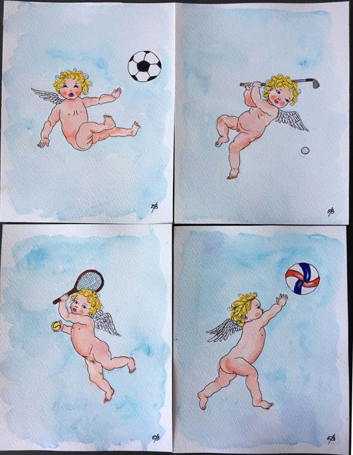 Cupids doing sport by Lena Smirnova
