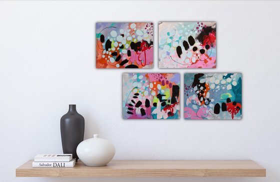 Myriade - Original small colourful abstract painting - Ready to hang