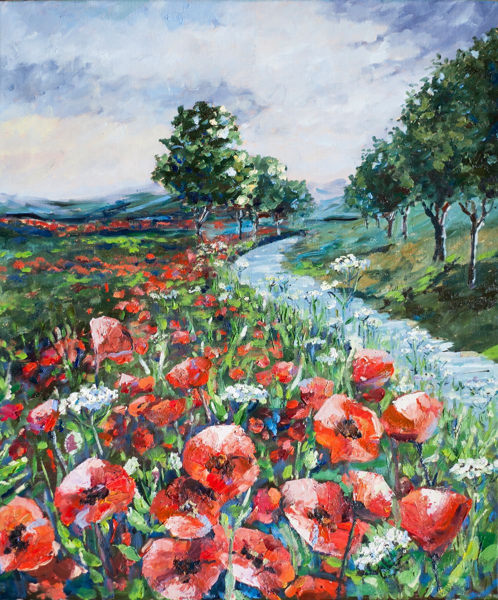 Poppy field. ORIGINAL OIL PAINTING ON CANVAS. BI | Artfinder