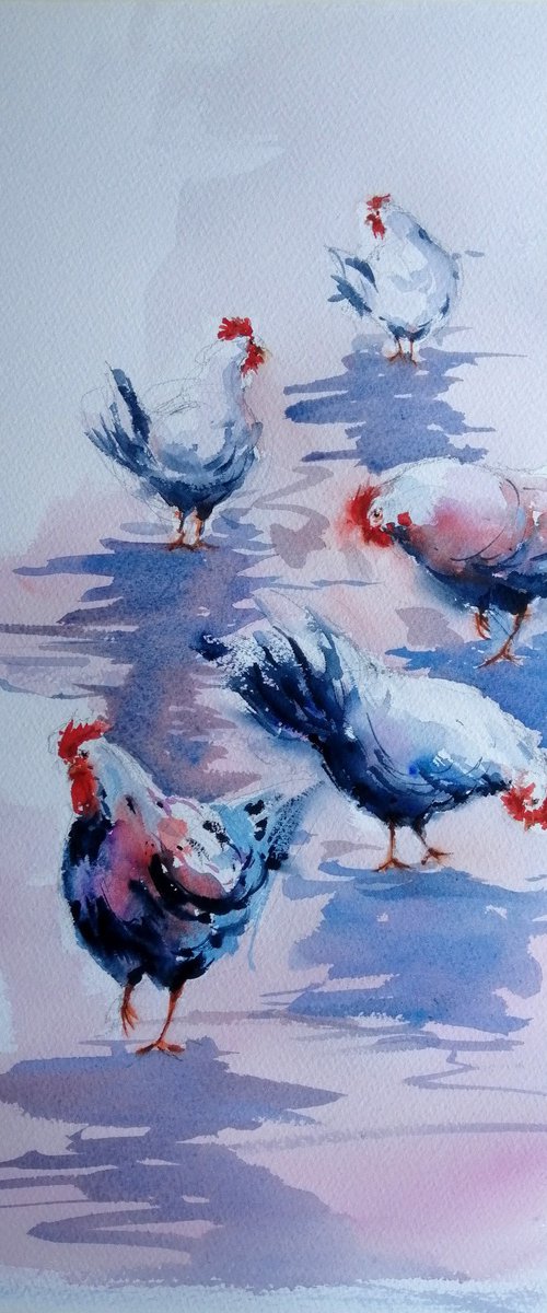 roosters and hens 5 by Giorgio Gosti