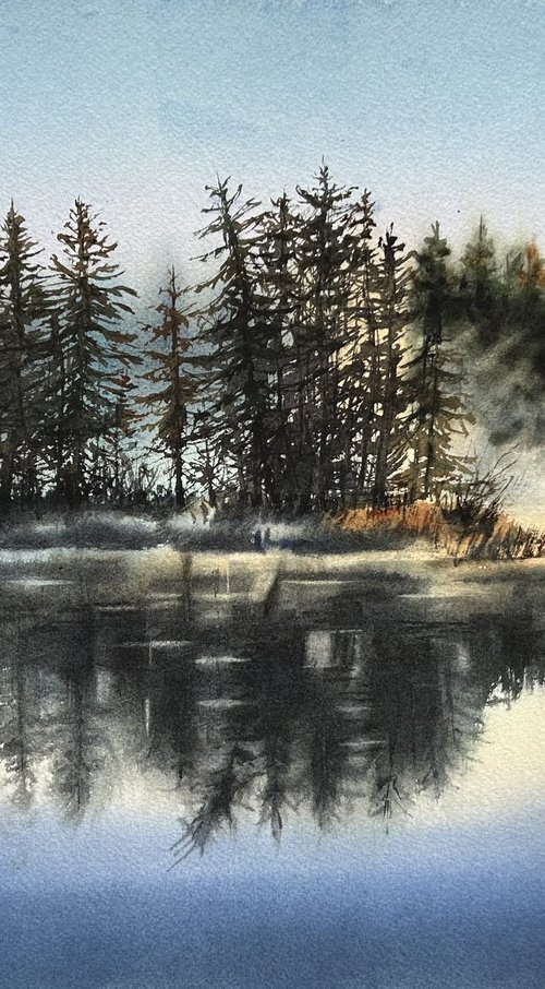 Morning reflection landscape by Alina Karpova